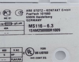 ABB ms116-6.3马达保护断路器