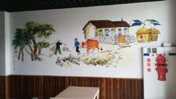 四川资阳中环置业墙体喷绘广告工艺 商场墙体绘画