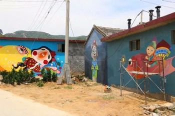 陕西延安主题餐厅墙体彩画 十心实意皆为民