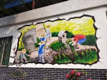 湖南新农村建设墙体彩绘专业画师雨花墙体广告