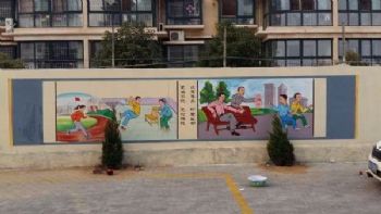云南怒江石墩子彩绘涂鸦 墙体壁画彩绘广告