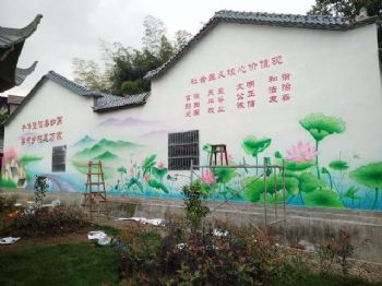 江西抚州墙上绘画 古建筑彩绘广告