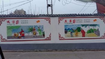 广东江门商业街标识导视设计墙面彩绘 墙体绘画广告