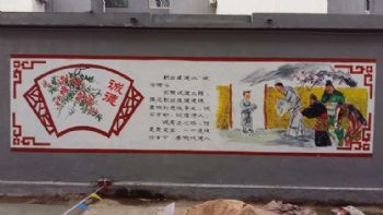 江苏南京动物园墙体绘画 机喷彩绘墙广告