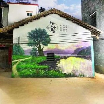 晋城立体画墙绘 景观墙体彩绘 山西烟囱彩绘施工