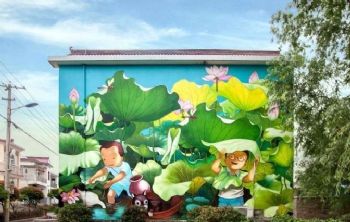 淮安乡村墙体画 新农村文化广场彩绘 宿迁烟囱美化