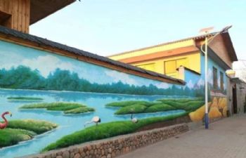 金昌农村墙画手绘画,天水城市文化墙,定西美化冷却塔