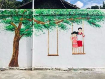 嘉峪关幼儿园彩绘墙 海尔空气能墙体广告落地传达