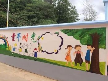 白银高耸建筑墙面彩绘 全方位覆盖