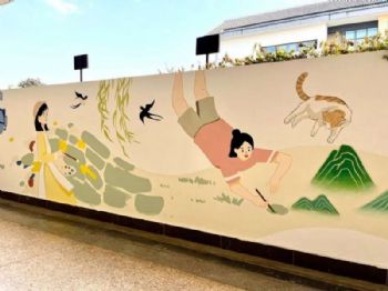 池州教育墙体彩绘广告 古建彩画外墙彩绘