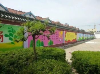 六安建材喷绘墙体广告 护坡墙体绘画