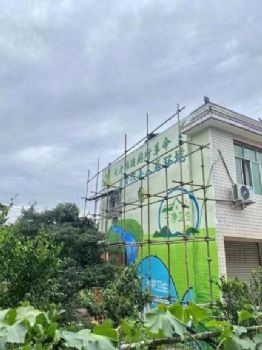 长治网红墙绘街道水塔彩绘工程国画山水画新农村建设主题绘画